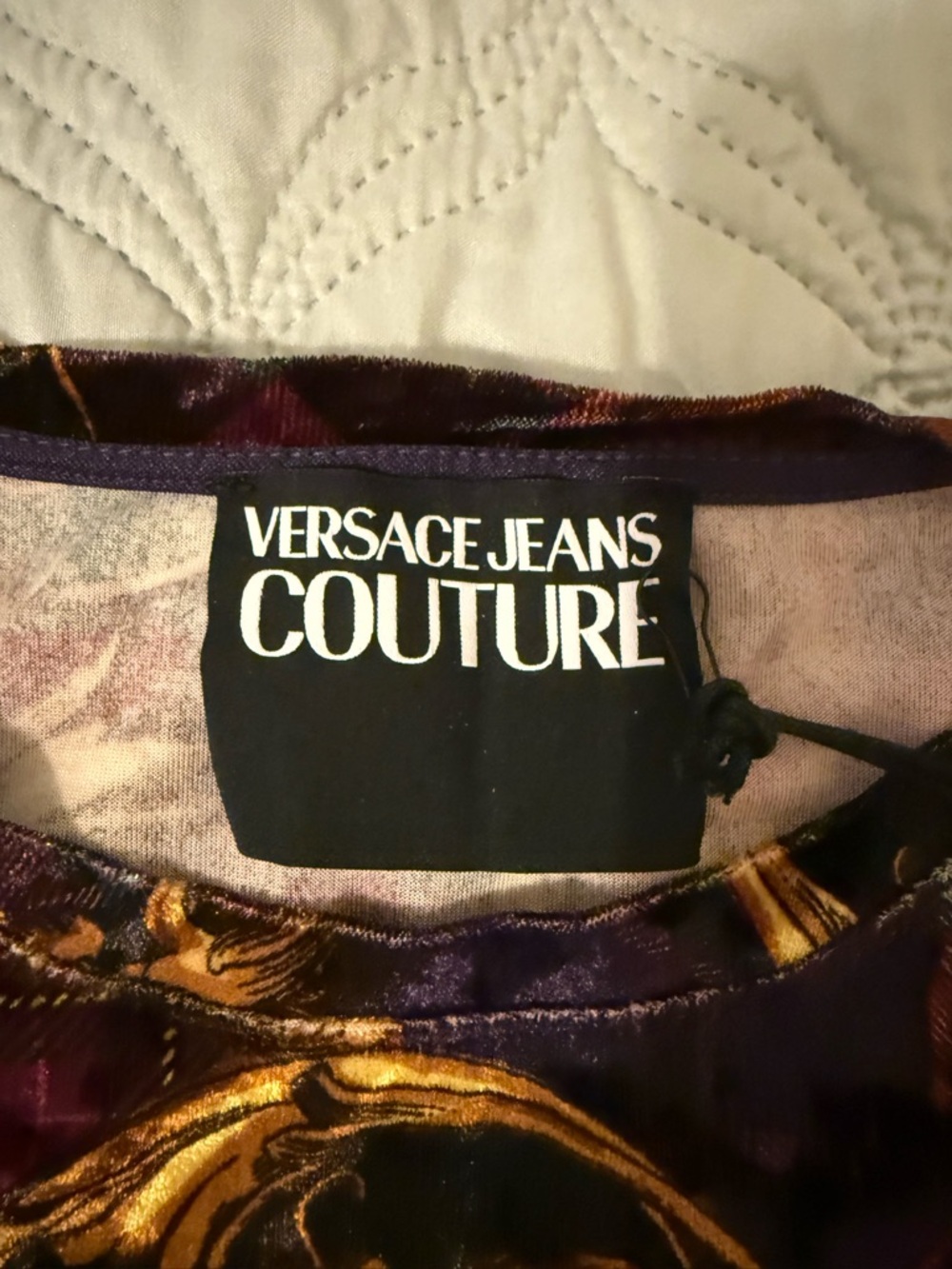 Versace Jeans Couture Baroque Crop Top Logo Waistband - Picture 3 of 5